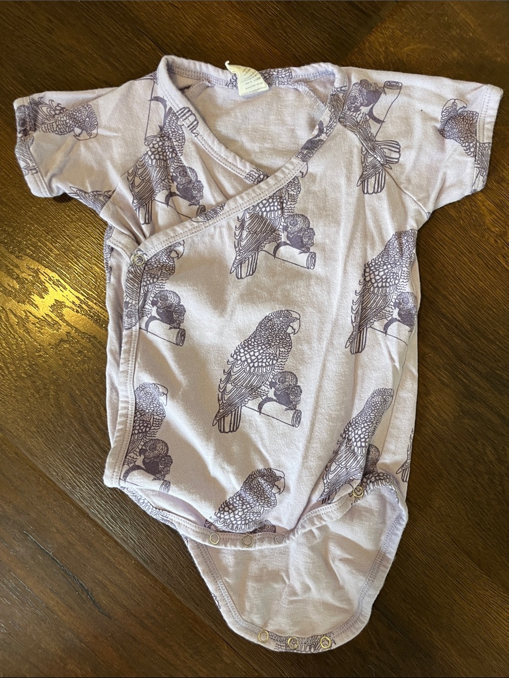kate quinn Lavender Kimono One-Piece Bodysuit with Parrot Print